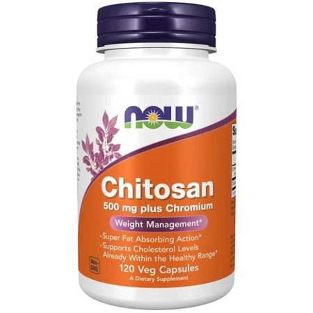 Now Foods Chitosan 500 mg + Chrom 120 kapsułek