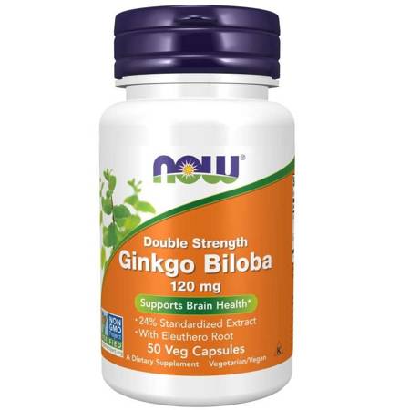 Now Foods Ginkgo Biloba Double Strength Extrakt 120 mg 50 kapsułek