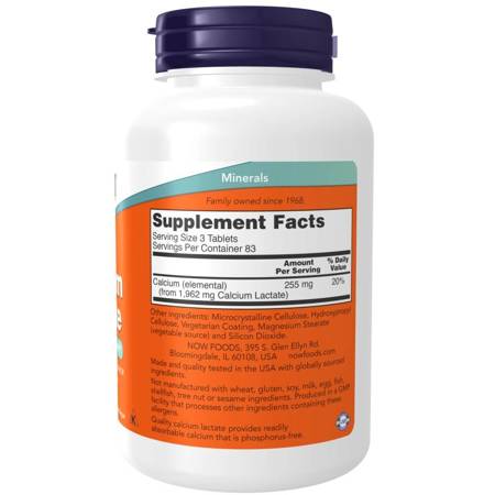 Now Foods Mleczan Wapnia (Calcium Lactate) 250 tabletek